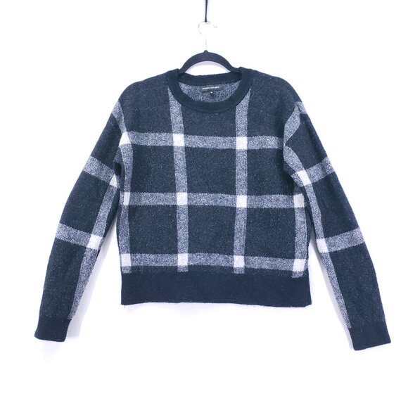Banana Republic Sweaters - Banana Republic Sweater M Plaid Wool Blend Crewneck Black & White Preppy Y2K